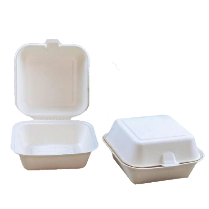 100% Biodegradable customized Bagasse Plate Bowl Cup Straw Clamshell box Sugar cane burger box Party Recyclable food container