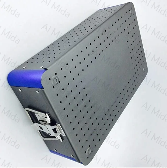 Aluminium Alloy Sterilization Tray case with Silicone mat Surgical Instrument By Al Mida