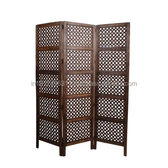 Ручной работы 3 панели межкомнатные деревянные перегородки & для перегородки комнат (коричневый) твердой древесины декоративные настенные экраны перегородки (свободный стоящий)
