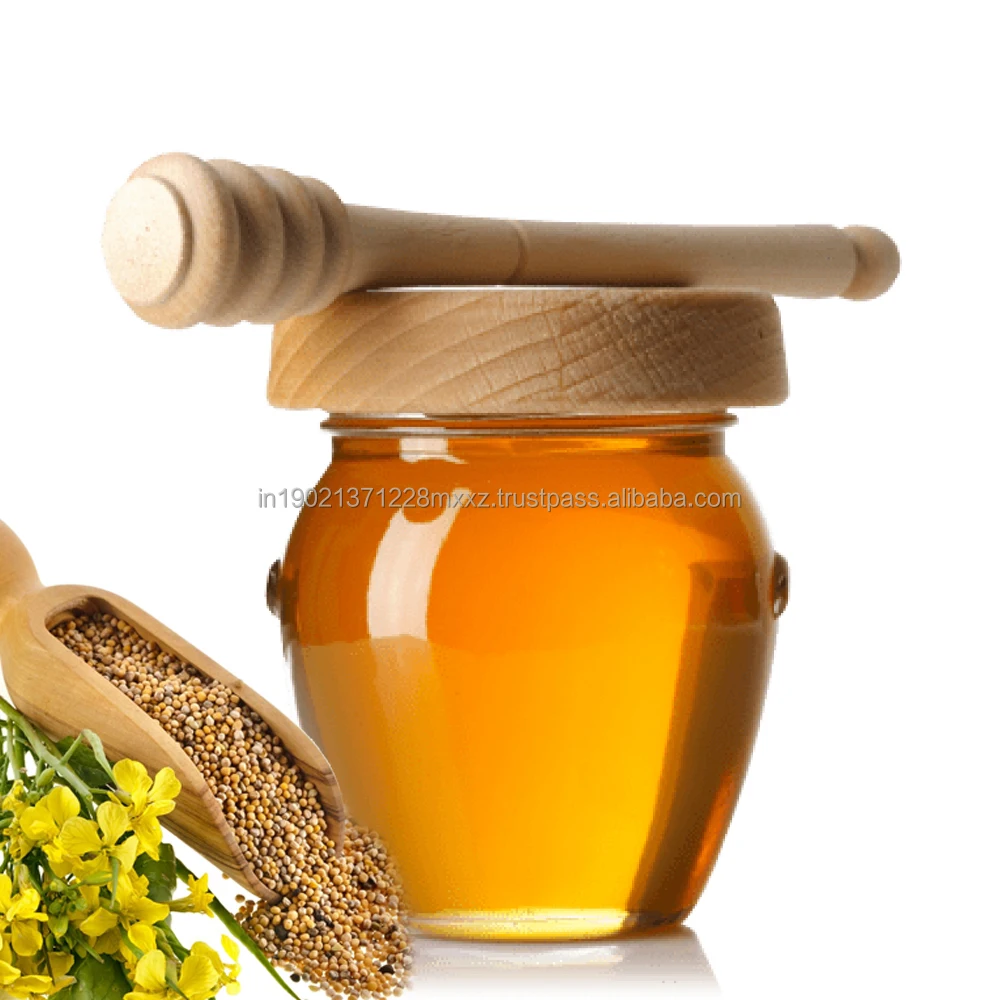 High Quality 100% Pure and Natural 500g Mustard Honey Round glass jar Good Custom Packing with Best Price and No Additives