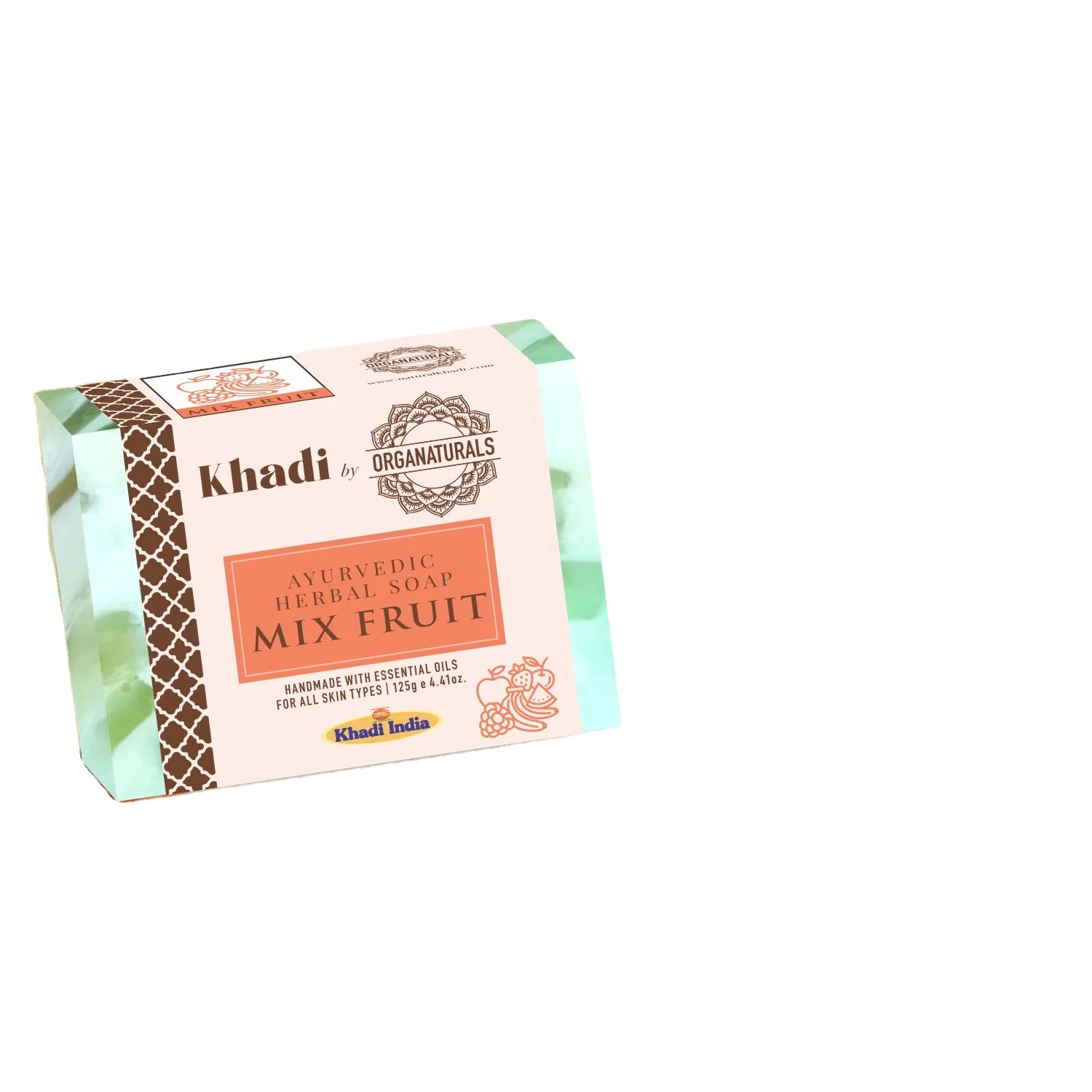 Khadi Ayurvedic Mix Fruit Handmade Soap Suitable for All Skin type - 125g