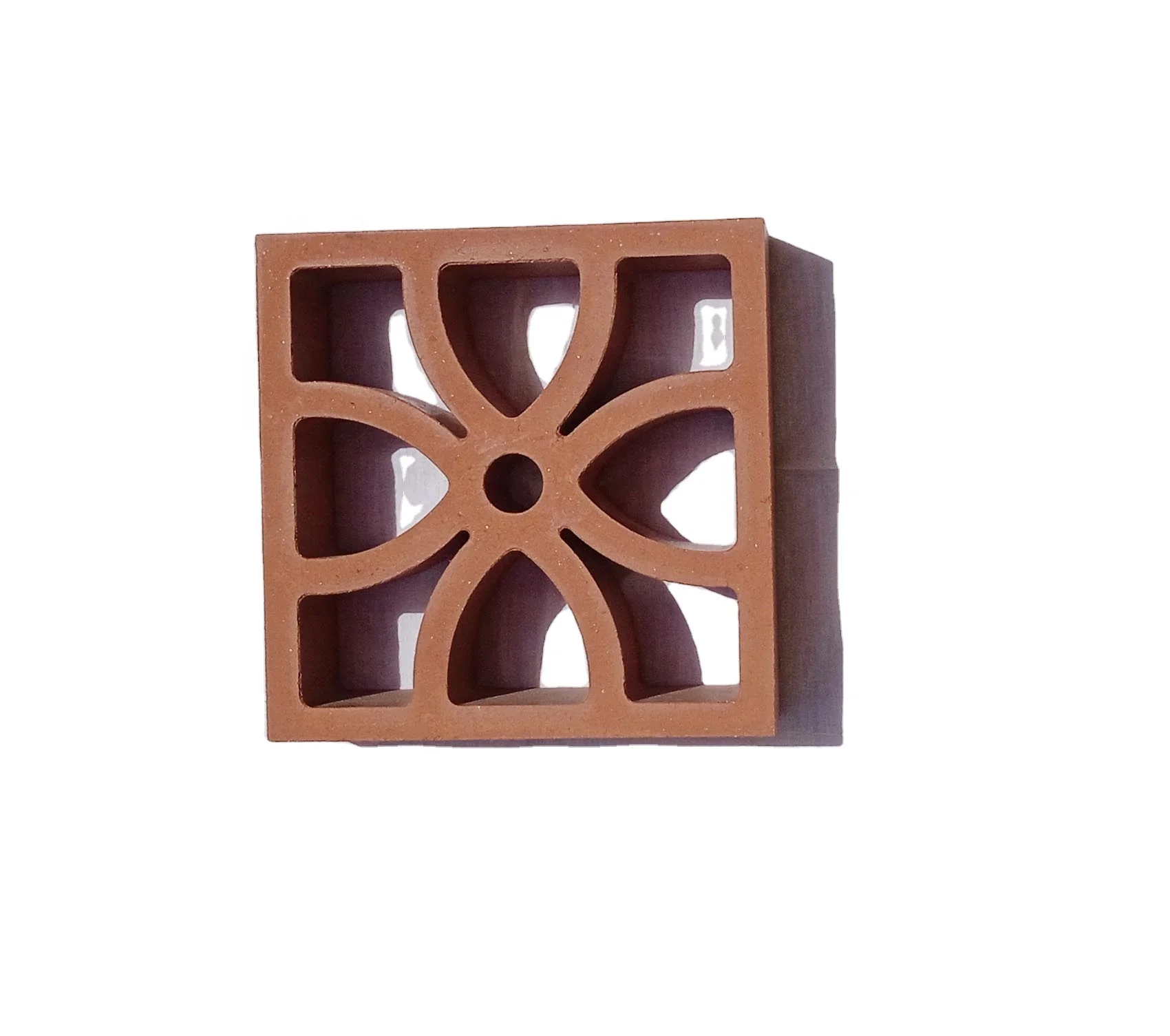 Natural red clay terracotta hollow blocks bricks Jaali tiles used for wall cladding wind brick size 200X200X60 mm Indian Made