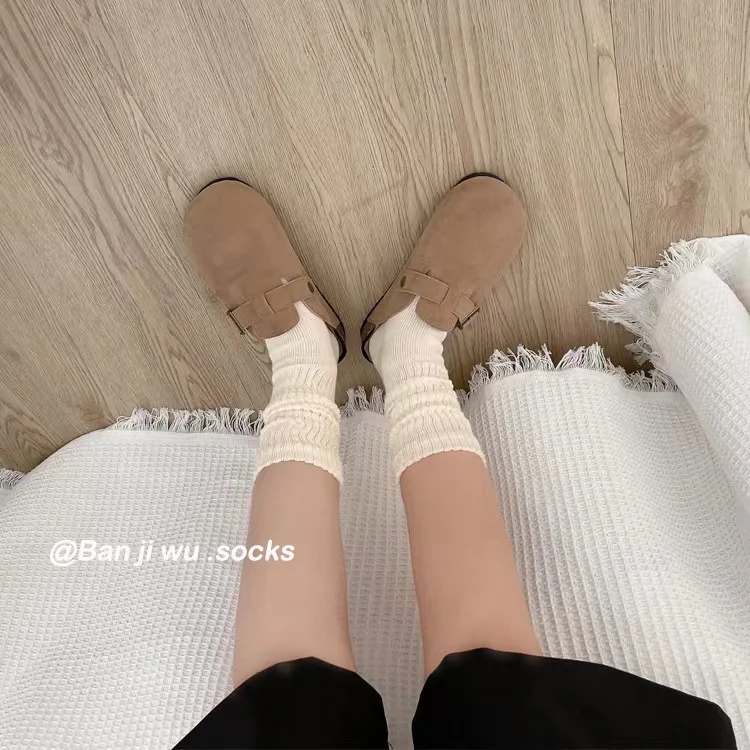 Wholesale Korean Fashion Solid Color Women Slouch Socks Cozy Cotton Plain Colors Slouch Socks Women