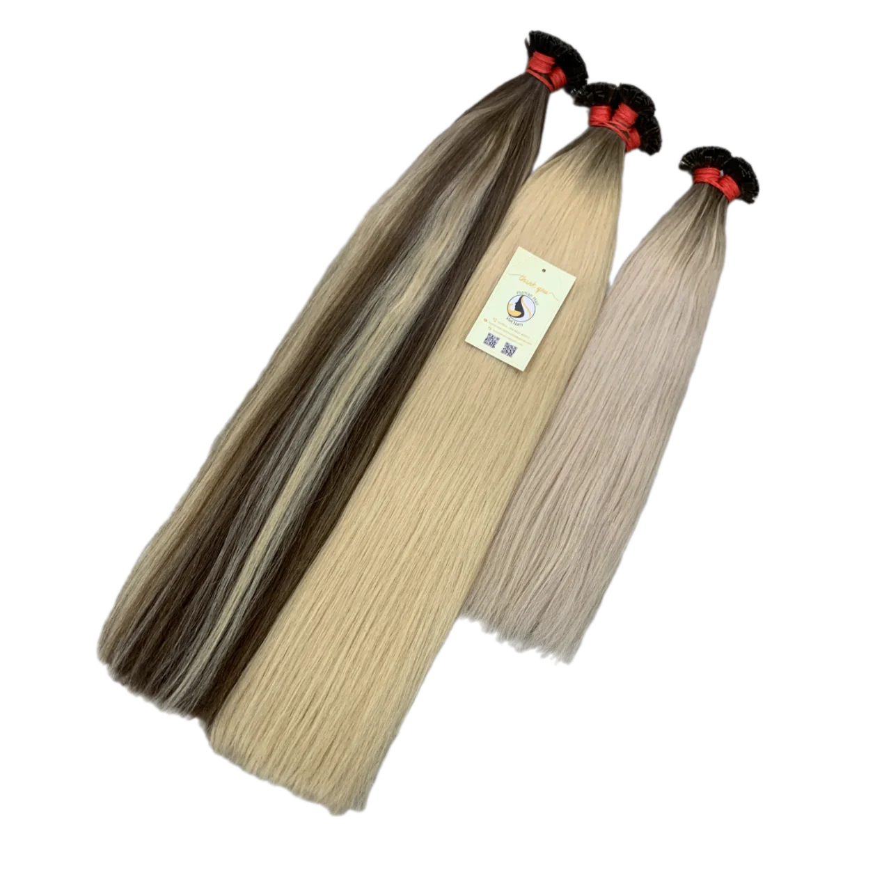 Flat Tip High Quality Natural Straight Hair Extention Raw Highlight Hair Flat Tip Bulk Piano Keratin Bonded Human Hair Extension