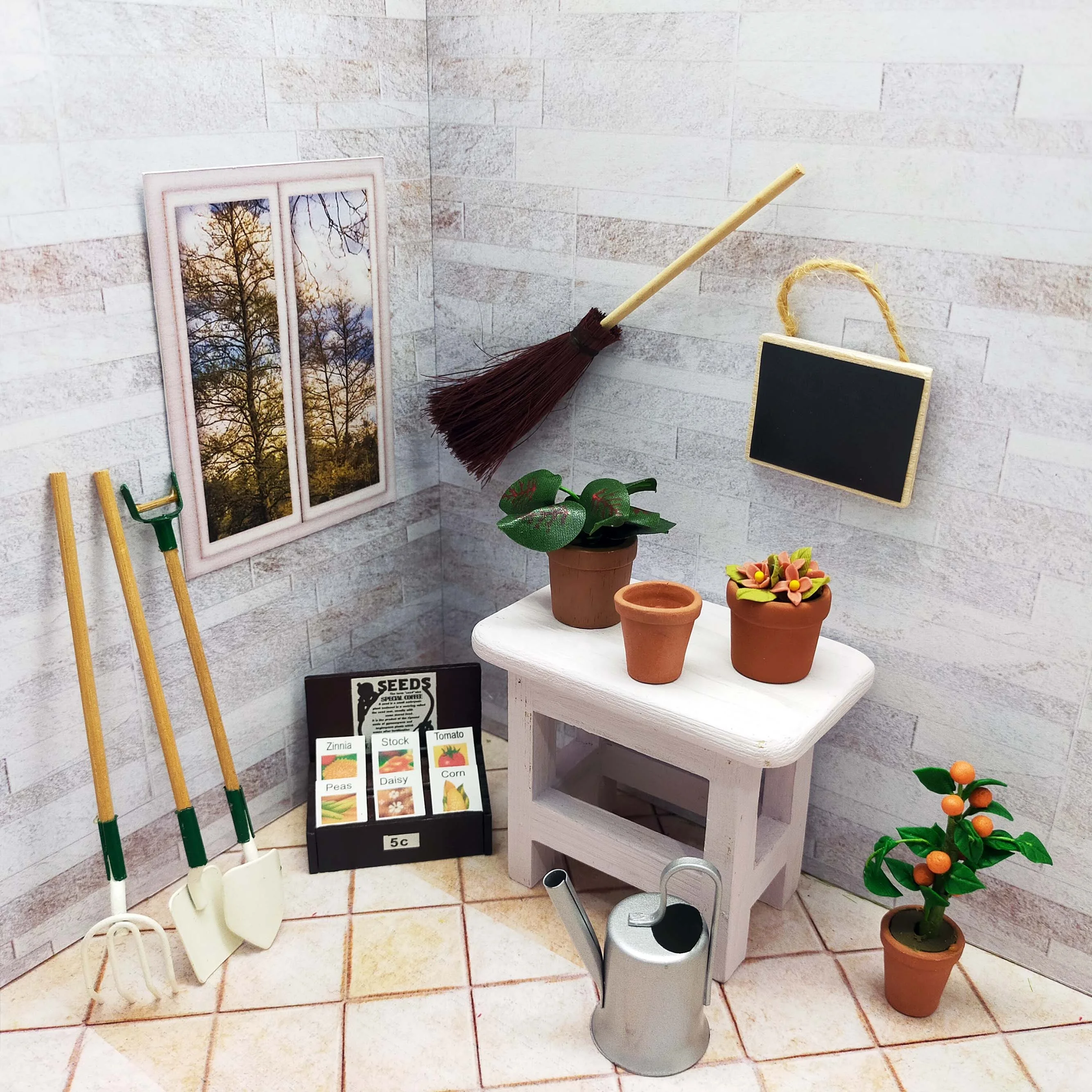 Dollhouse miniatures 1: 12  accessories plant flower gardening tools seeds  wrokshop