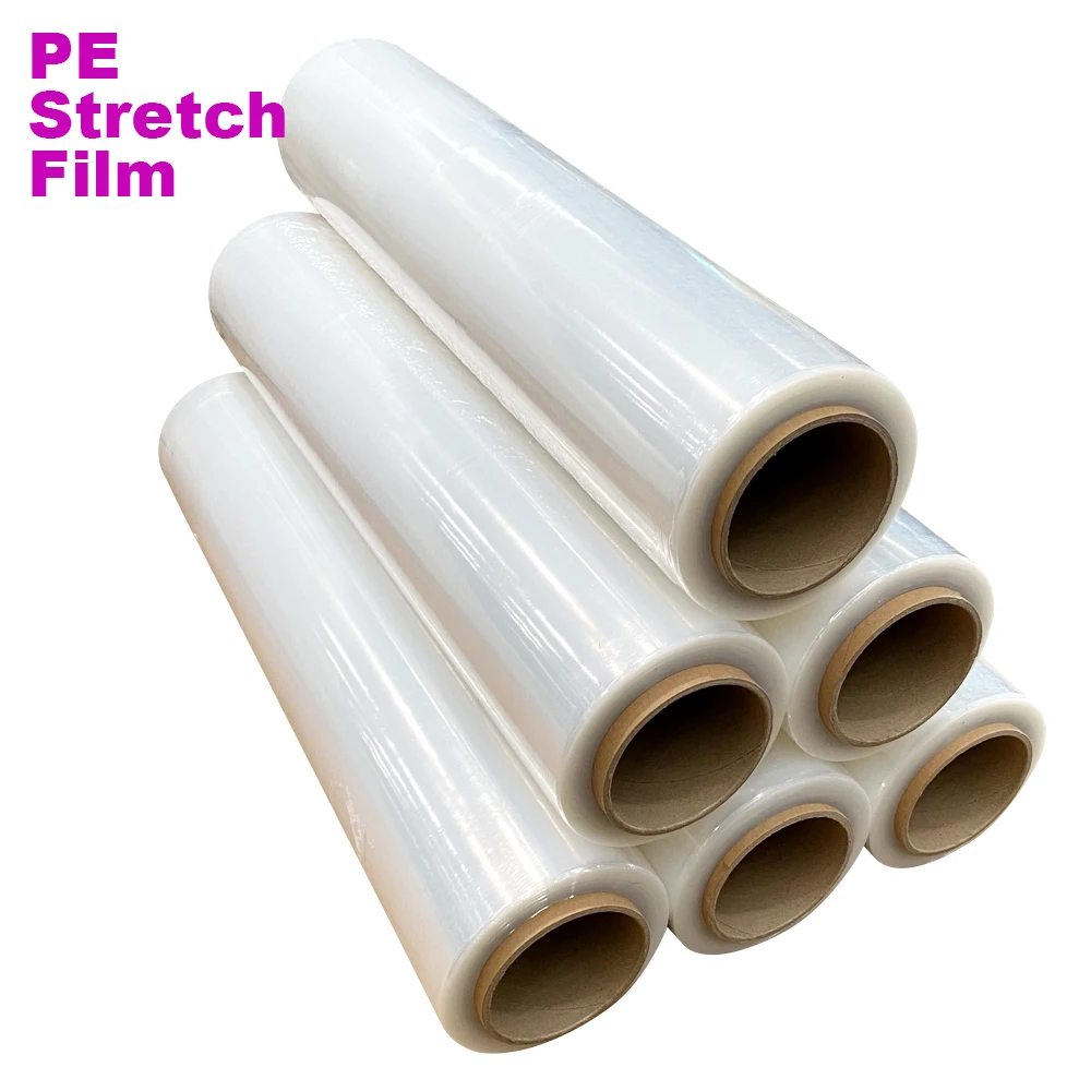 17 Micron 500mm Transparent Filler Masterbatch Granules Stretch Film Power wrapping polyethylene stretch wrap film jumbo roll