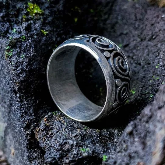 NY-R049- Sterling Silver  Bali Ornate Wide Band Ring For Men Women Ring Suitable For Gift For Men