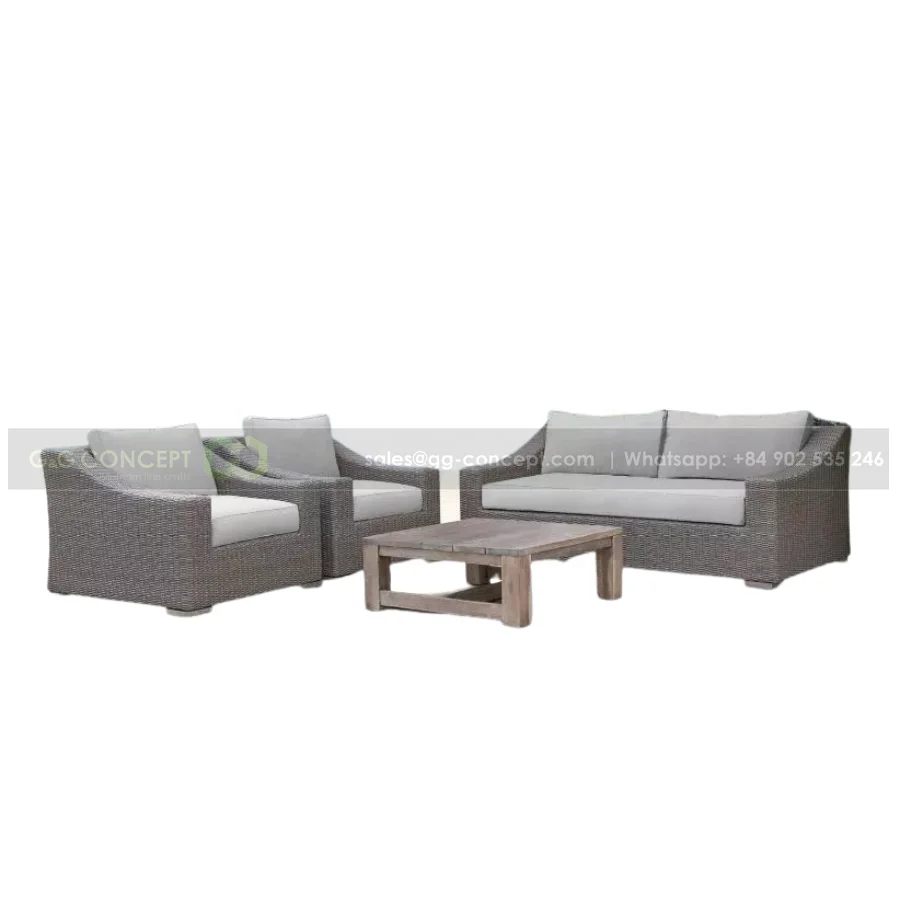Sofa Set Rattan Garden Sofa Cushion Leisure Sofa Outdoor Made From Risen Wicker Supplier From Vietnam