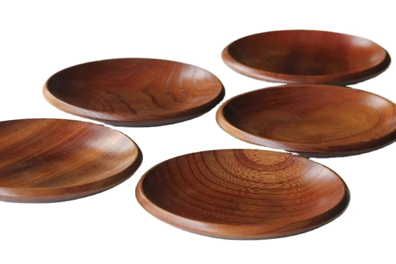Top quality wood plate round shape latest and wholesale wooden plate kitchenware for food and christmas parties use wood plate