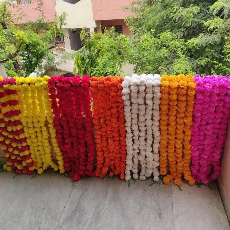 New Arrival Indian Wedding Decor Flower Garland For Wall Decor Marigold Garlands Flower Line For Decoration
