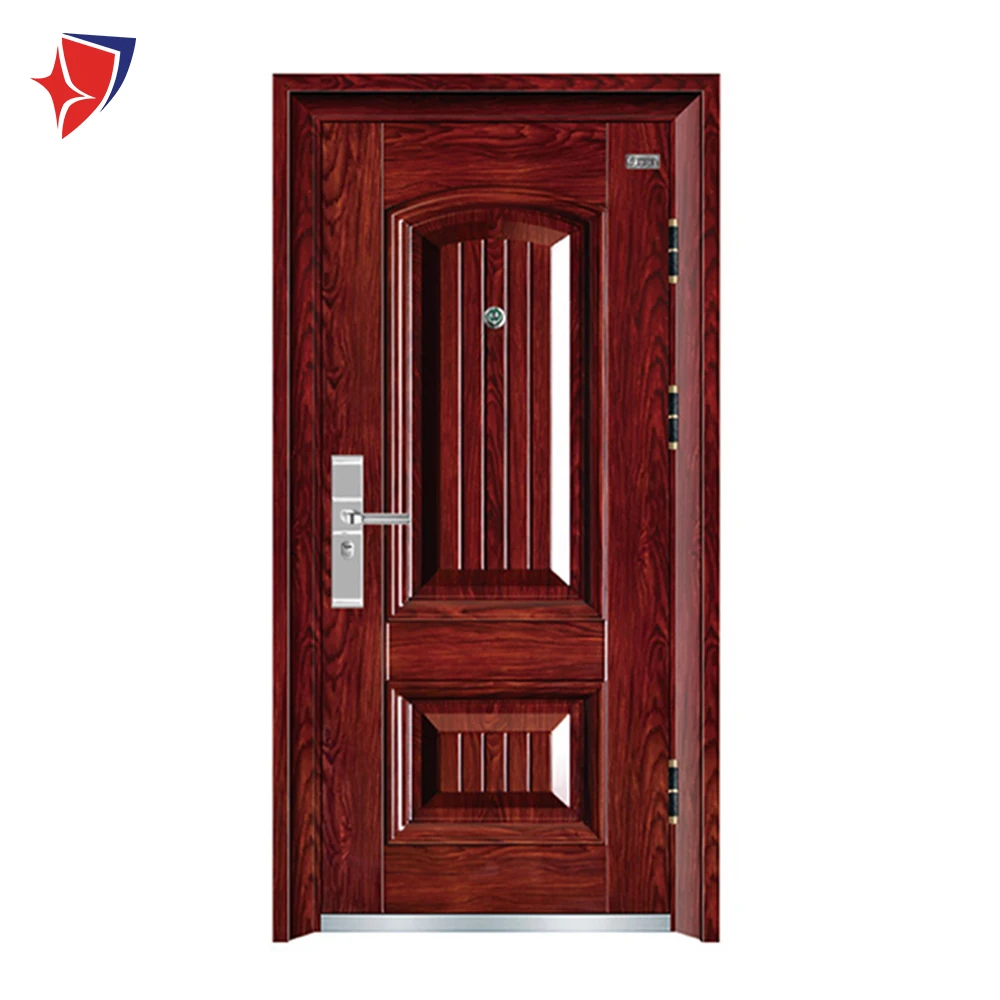 Customized Cheaper Price Residential Use Metal Exterior Security Door Steel Front Anti-theft Door with Strengthened Hardware