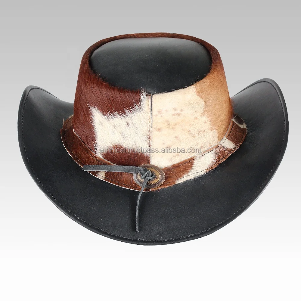 Hair On hide Leather American Cowboy Hat Cowhide Material Cowgirl Australian Western Fashion Hats
