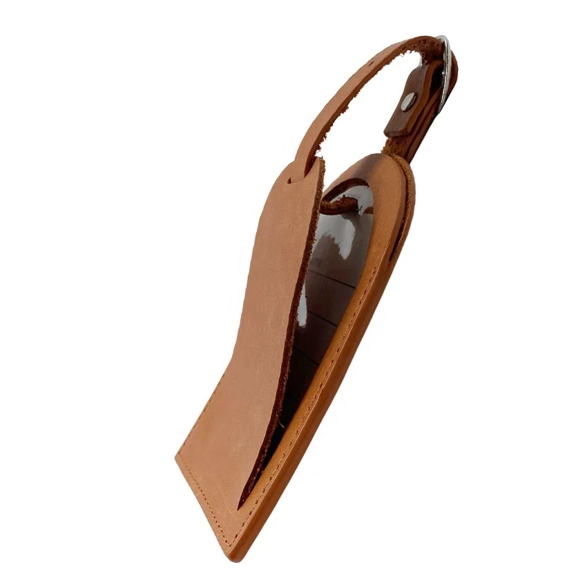 custom debossed logo travel agency souvenir giveaway leather luggage tags