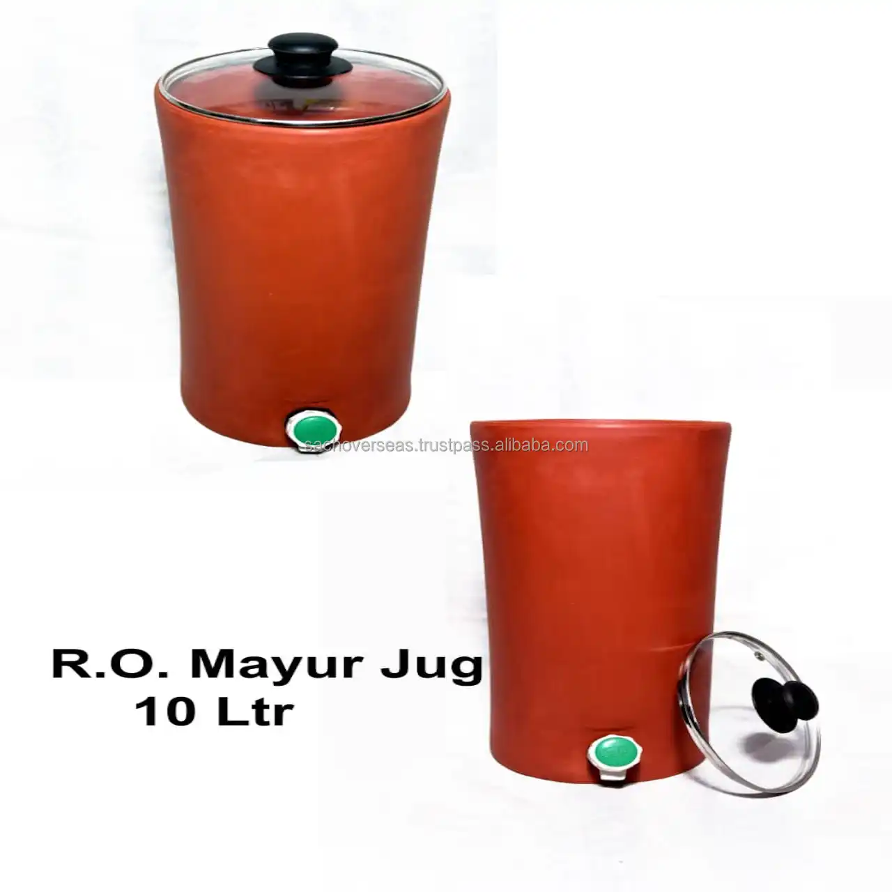 Best Selling Traditional Indian Pottery Terracotta Small Size  Painted Square Water Pot with Tap For Sale