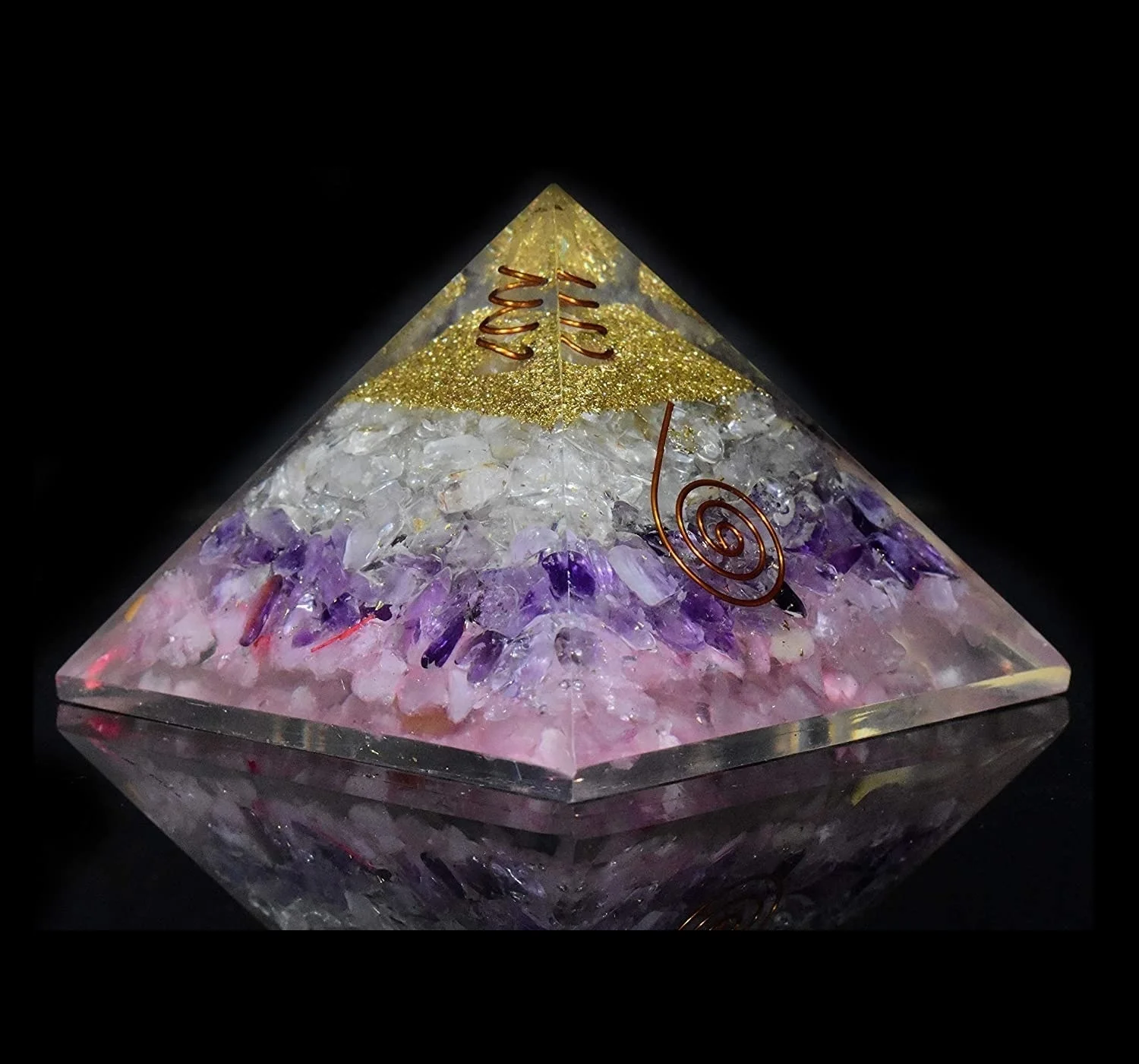 Orgone Pyramid Rose Quartz Amethyst Clear Quartz Orgonite Pyramid For Sale
