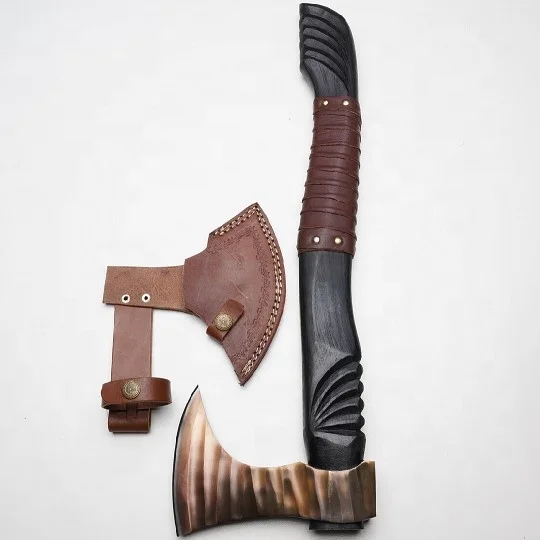 Custom Handmade High Carbon Steel axe with Wooden Handle and Fine Leather Sheath Trending axe Hot Sale axe Beautiful Axes