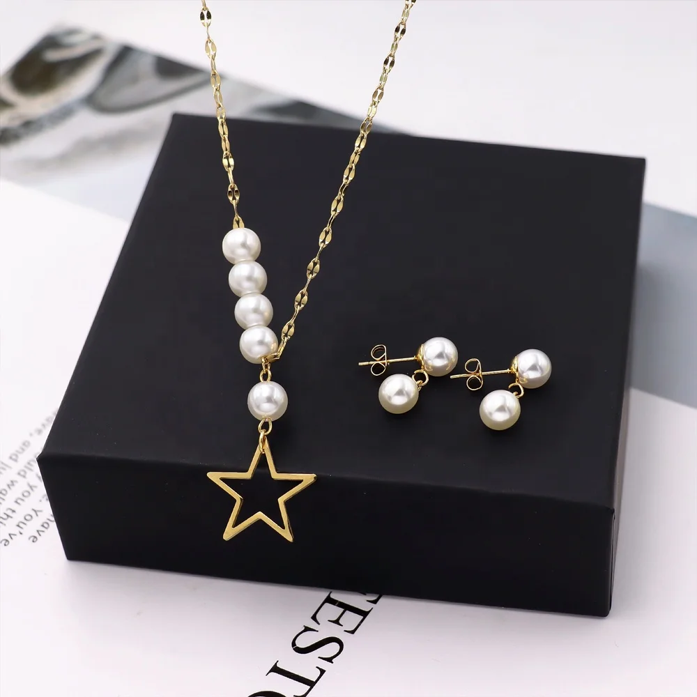 Stainless Steel Pearl Chain Hollow Heart Round Fashion Jewelleries Ladies Jewellery