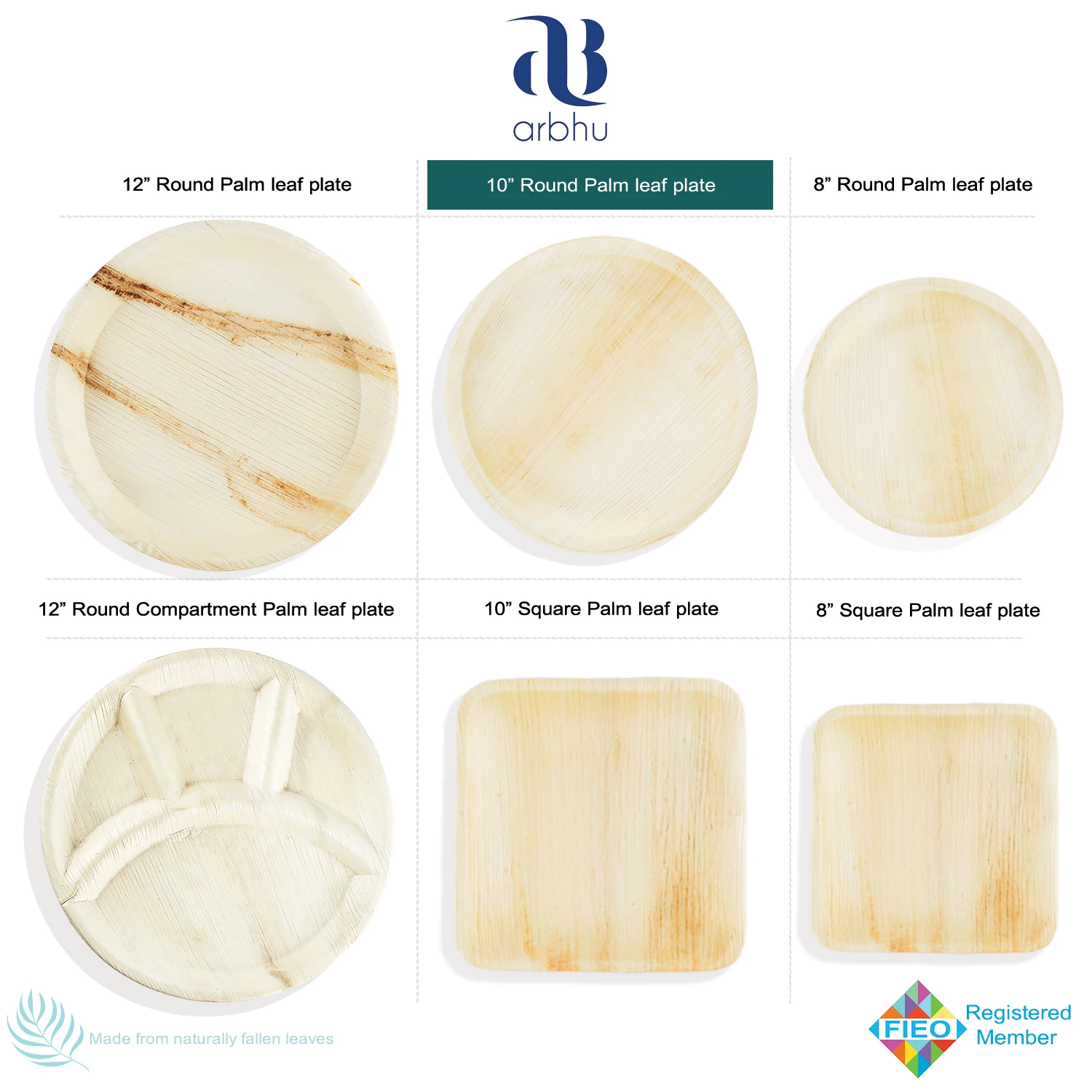 Amazon Top Listed Bamboo Plates, Natural, Biodegradable Areca Palm Leaf disposable dishes plates and cutleries