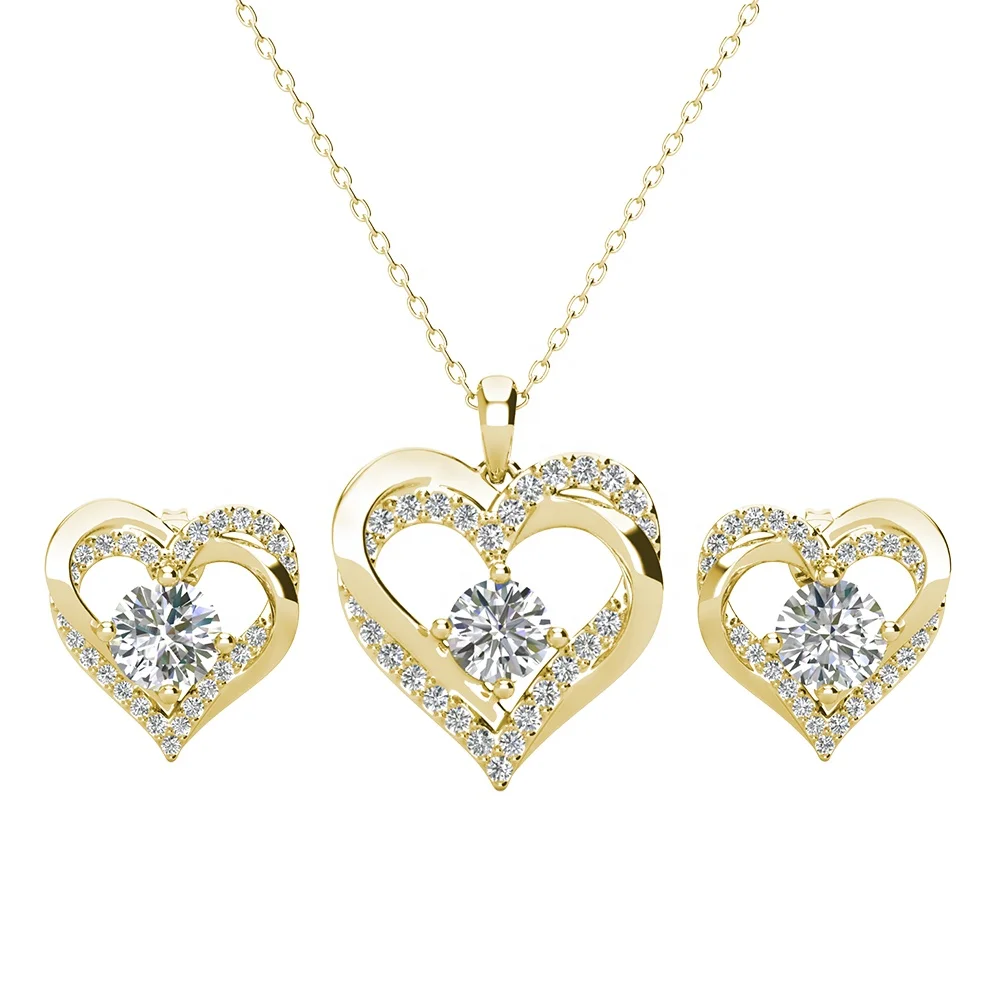 Nickel Free Hypoallergenic Silver 925 Heart Necklace Earrings Jewelry Sets Valentine Day Gifts For Women Destiny Jewellery