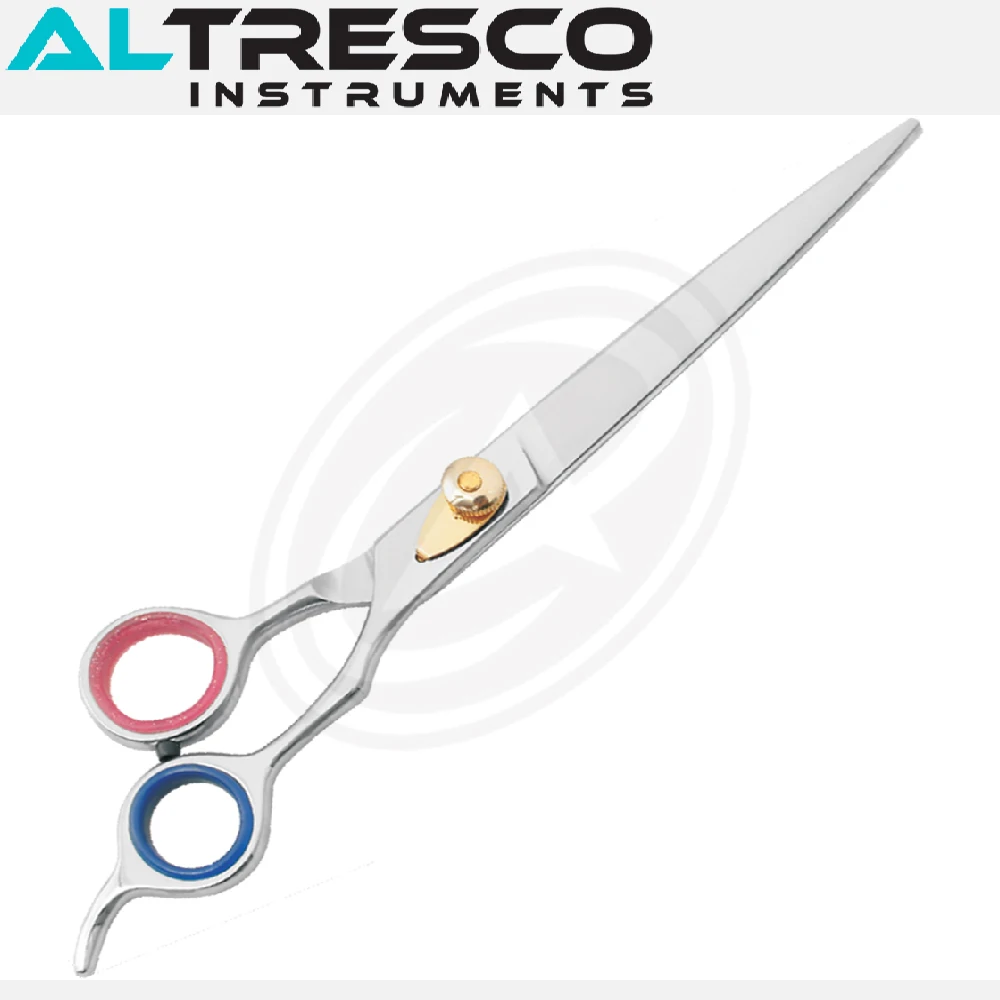 Pet Grooming Shears (Convex/Bevel Edge) Stainless Steel Fixed Finger Rest & Adjustable Screw (Finger Inserts)