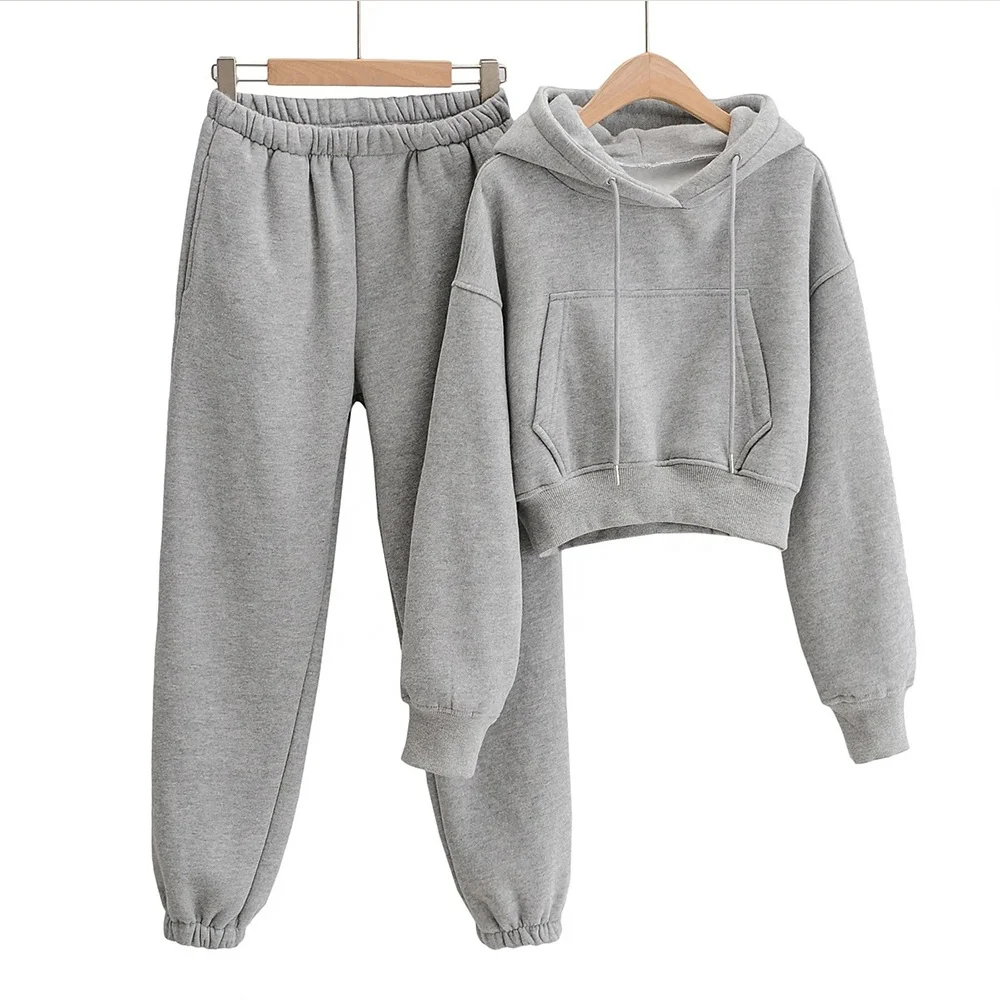 Factory price Fleece Track Suit Custom Logo Hoodie And Jogger Pants Set Women Sweat suit Jogging bling tracksuit