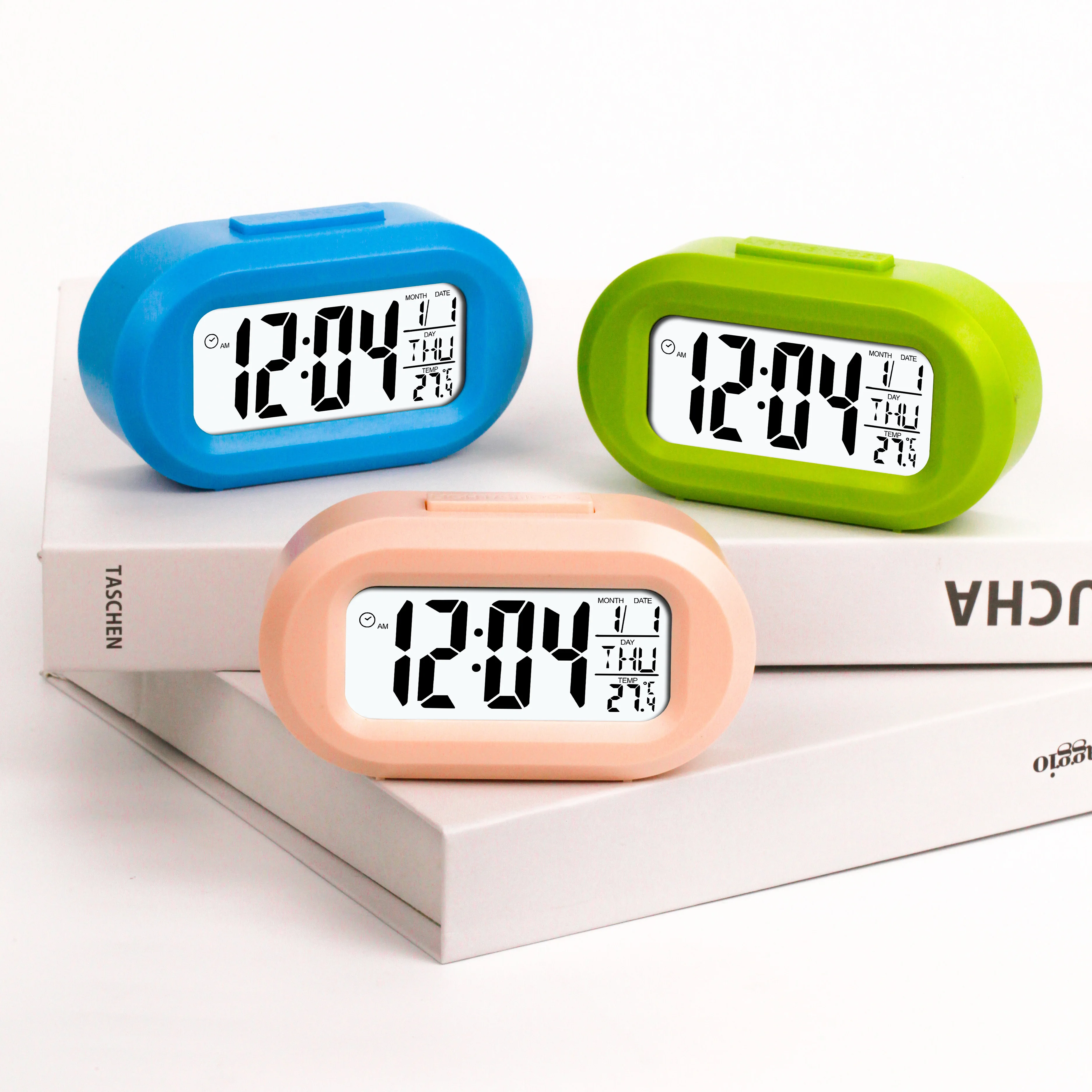 Wholesale Temperature Date Light Sensor Night Light Battery Operated Desk Small Digital Alarm Desk Table Clock for Home