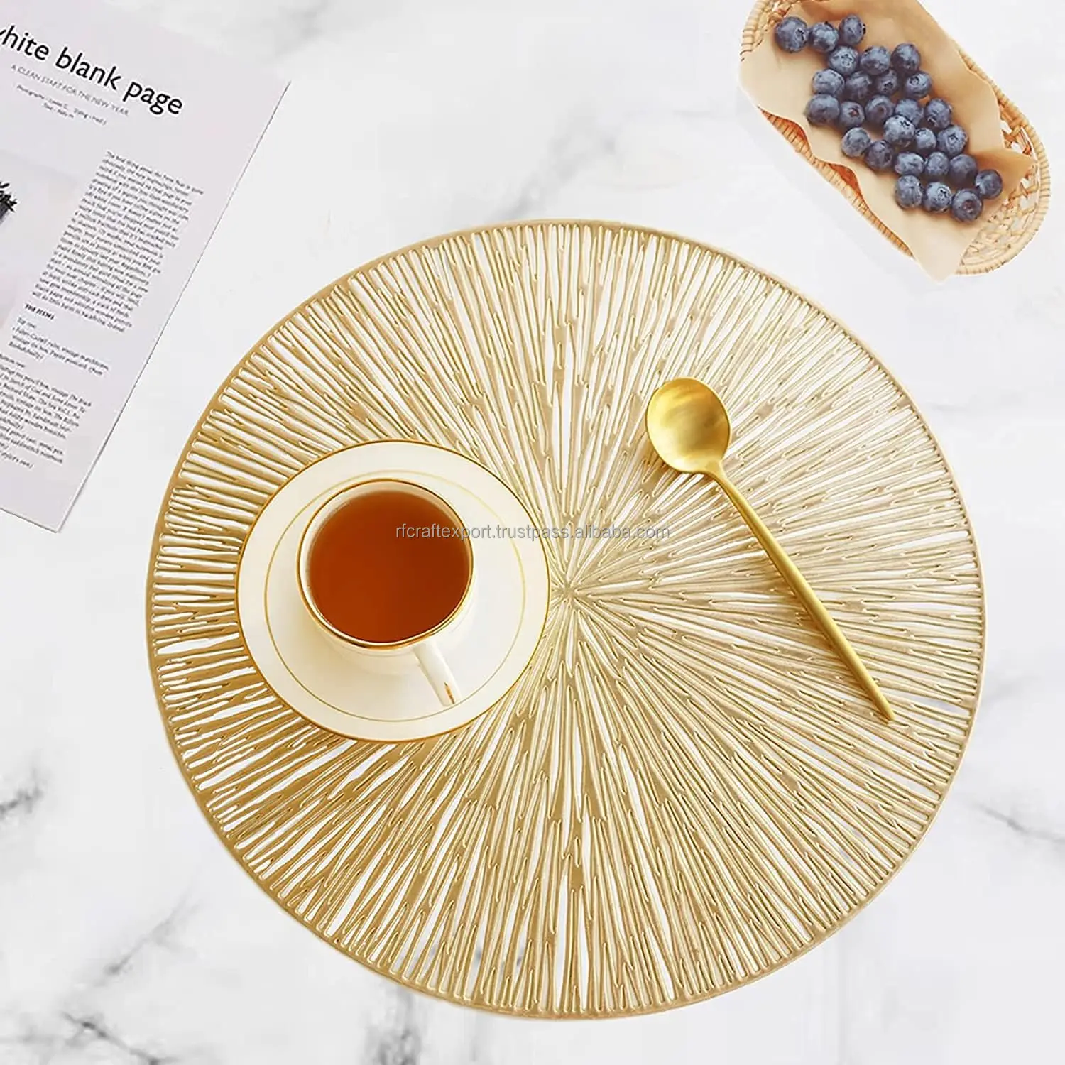 Luxury Plastic Stain Resistant Heat-Resistant Round Table Place mats Hot Vessels for Kitchen Dining Table