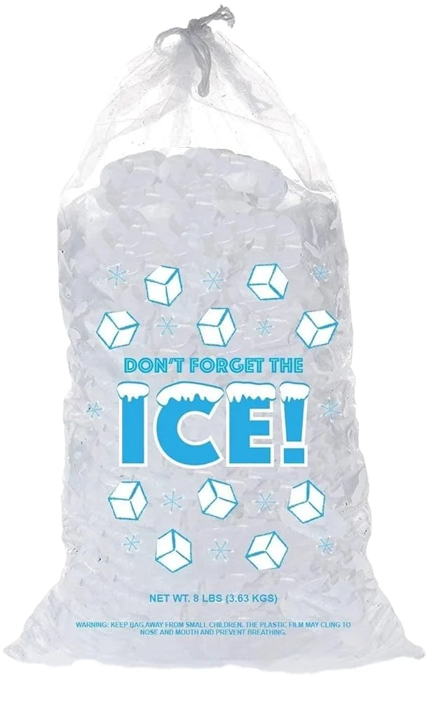 Best Price Custom Printed Logo Large Capacity Disposable LDPE 8/10/20 LB Plastic Drawstring Ice Bag