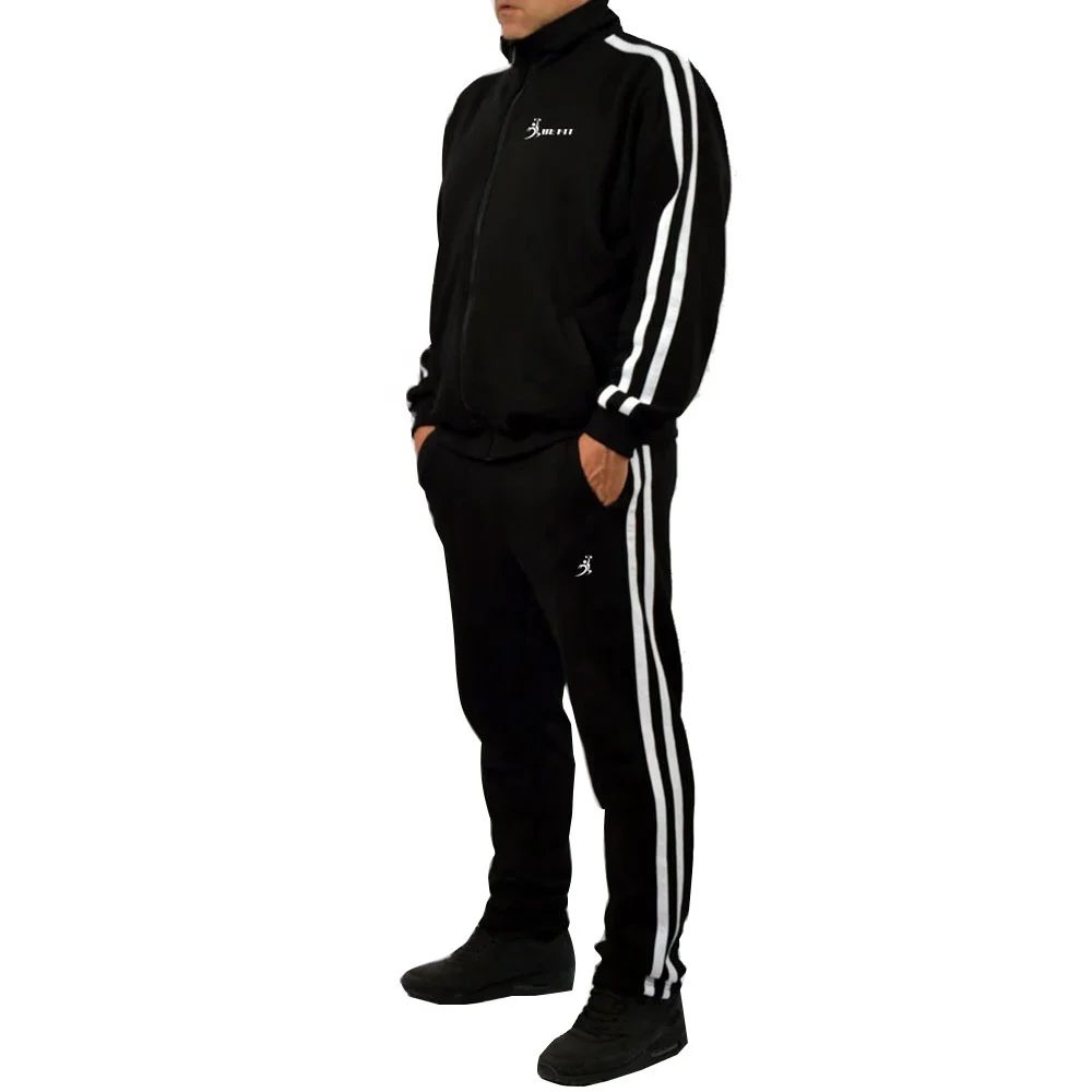 Made of High Quality Style Tracksuit Men Jogger Tracksuit Back Tracksuit with White Stripes