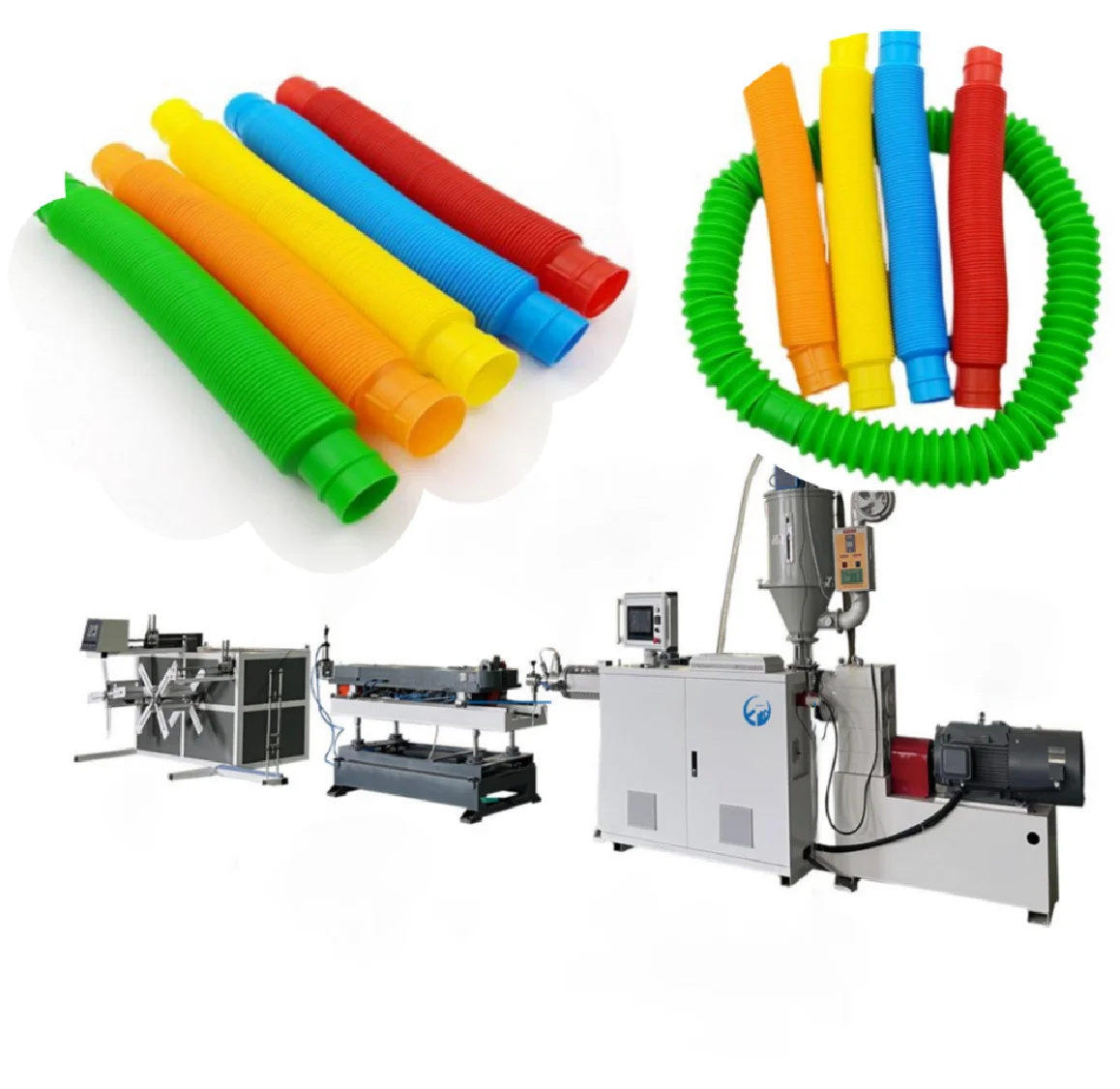 Light Weight Flexible Fiber Hose Corrugated Plastic Conduit PVC Twin Welding Hose Pipe 20 bar production line extruder machine