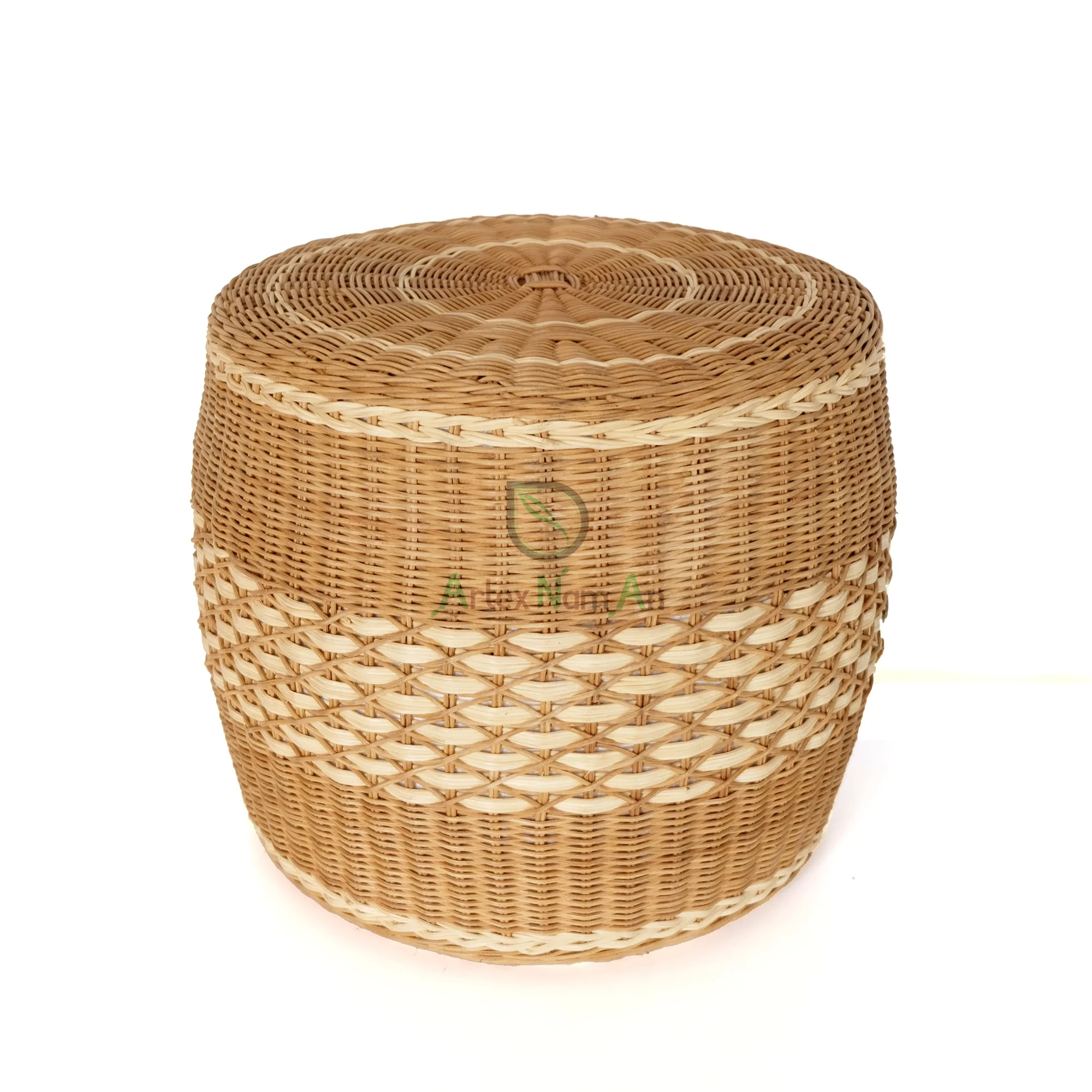 Large round rattan floor cushion/straw woven pouf stool ottoman for living room/rattan furniture for home decor