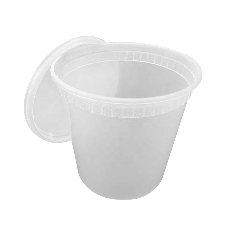 16 oz disposable plastic food storage hot soup cup deli containers with airtight lid