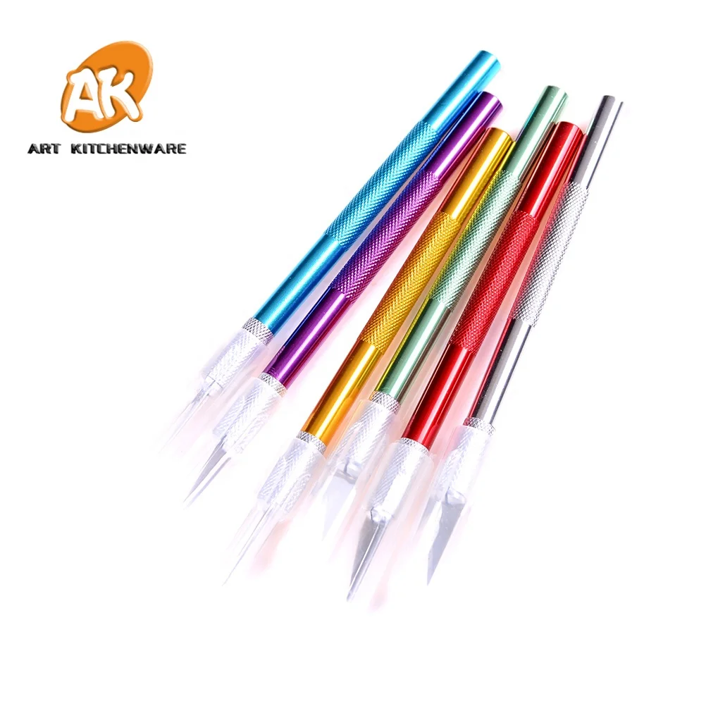 Алюминиевый резьбовой инструмент AK для выпечки и выпечки, 5 шт. лезвий, нож для фруктов, помадки, украшения торта, нож для резьбы