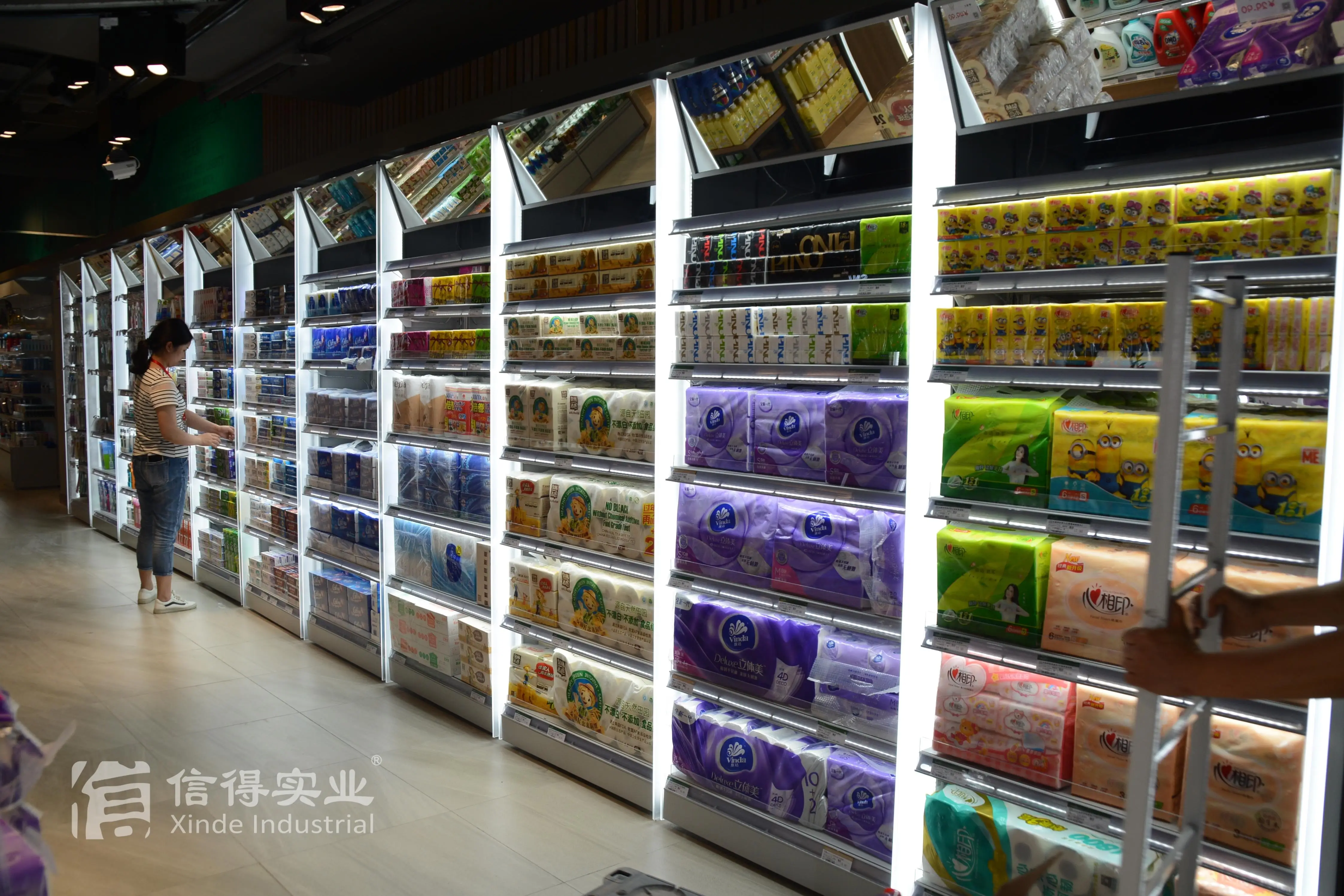 Popular Wooden Fruits And Vegetable Display Shelf Steel Wooden Combined Shelf Supermarket Steel Wood Shelf