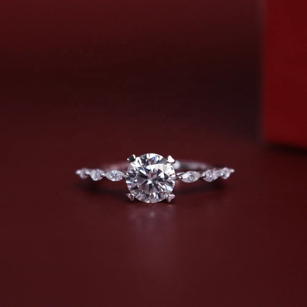 New Lab Created Moissanite Diamond Women Jewelry 925 Silver Marquise Cut Side Stones Engagement Ring Destiny Jewellery
