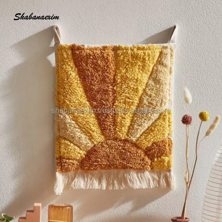 100% Cotton Woven Tufted Wall Hanging Handmade Indian Boho Canvas Luxury Home Wall Art Tapestry Manufacturer