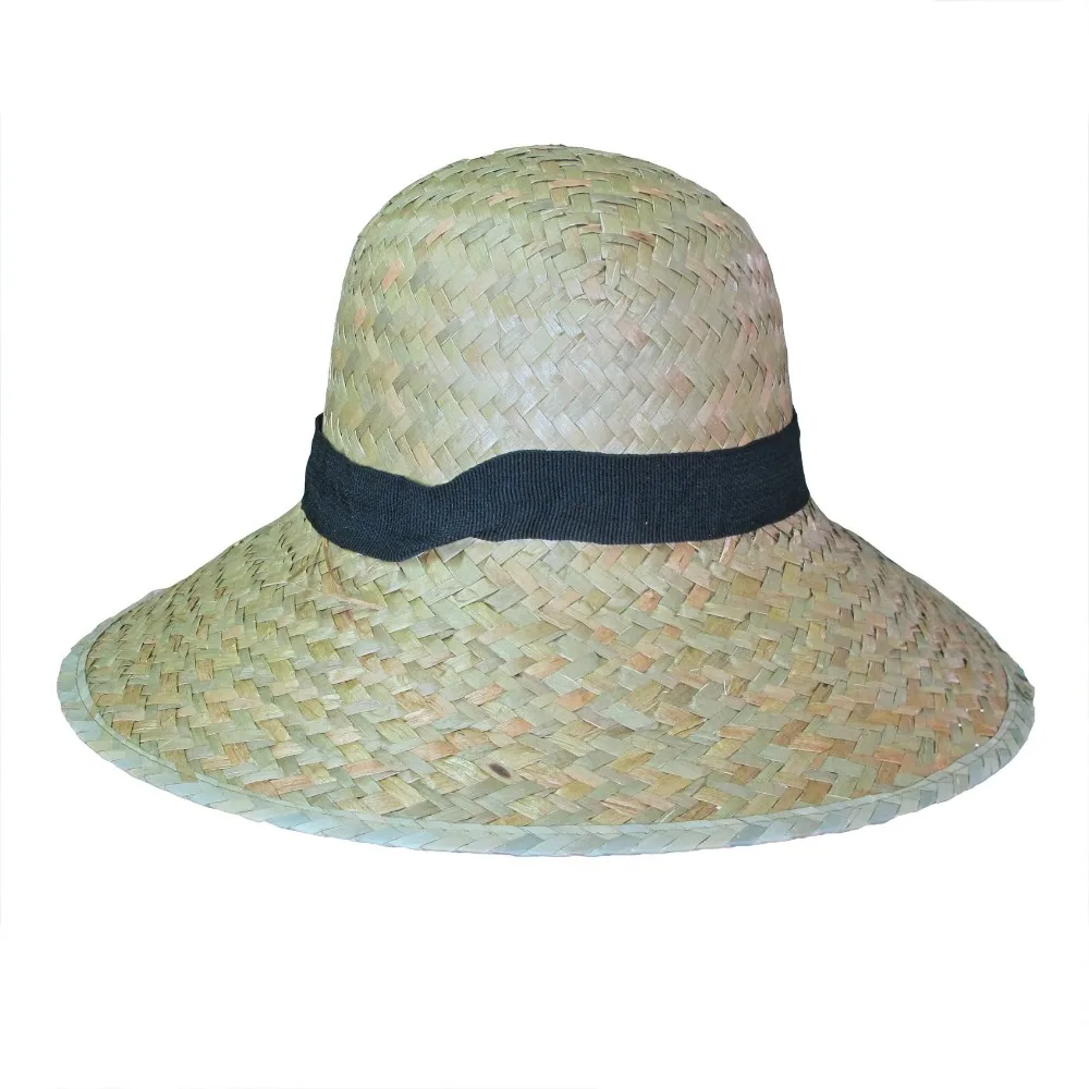 Natural Pink Cowboy Hat Made in Vietnam Fashionable Lady Beach Hat Plain Ribbon Outdoor Travel Durable Palm Leaf Straw Material