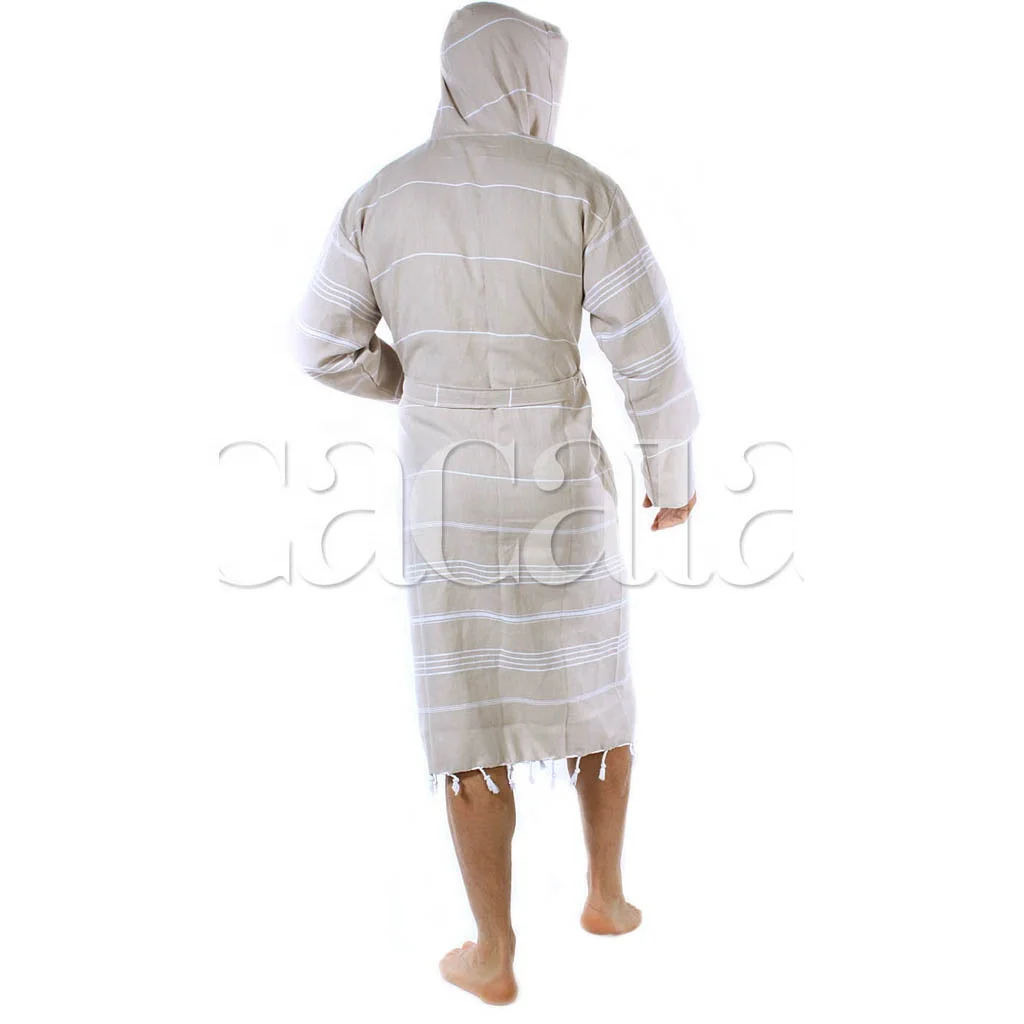 Pure Series Custom Logo Turkish Cotton Luxury Bathrobes for Women Men Lightweight Absorbent Hooded Hotel Robes with Tassels