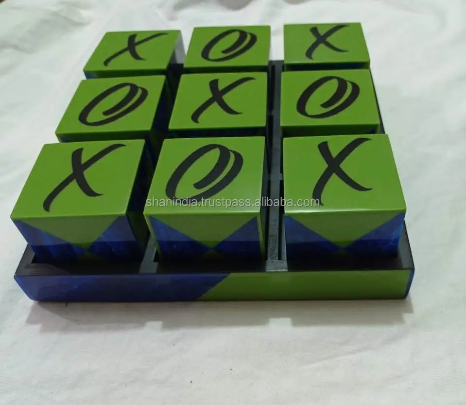 Handmade Wood Resin Acrylic Tic Tac Toe Game for Kids and Adults