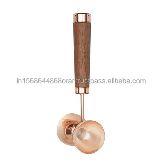 Cocktail Bar Accessory Set 5pc Stainless Steel/Wood/Marble Hanging Tools with Strainer-Opener-Spoon-Peg Measure Copper Design