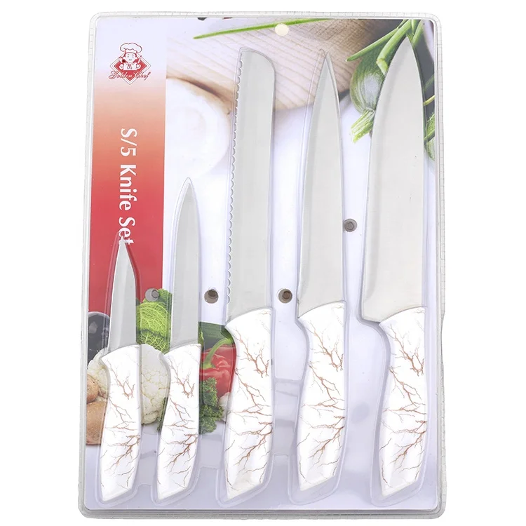 Yangjiang Factory Black/Silver Marble PP Handle stainless steel blade Chef knife set With same design storage kitchenware
