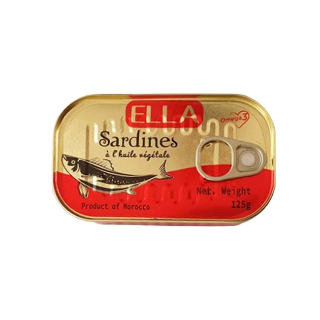 Canned sardine in vegetable oil 125g cans manufactures canned sardines from Morocco in vegetable oil, wholesale price
