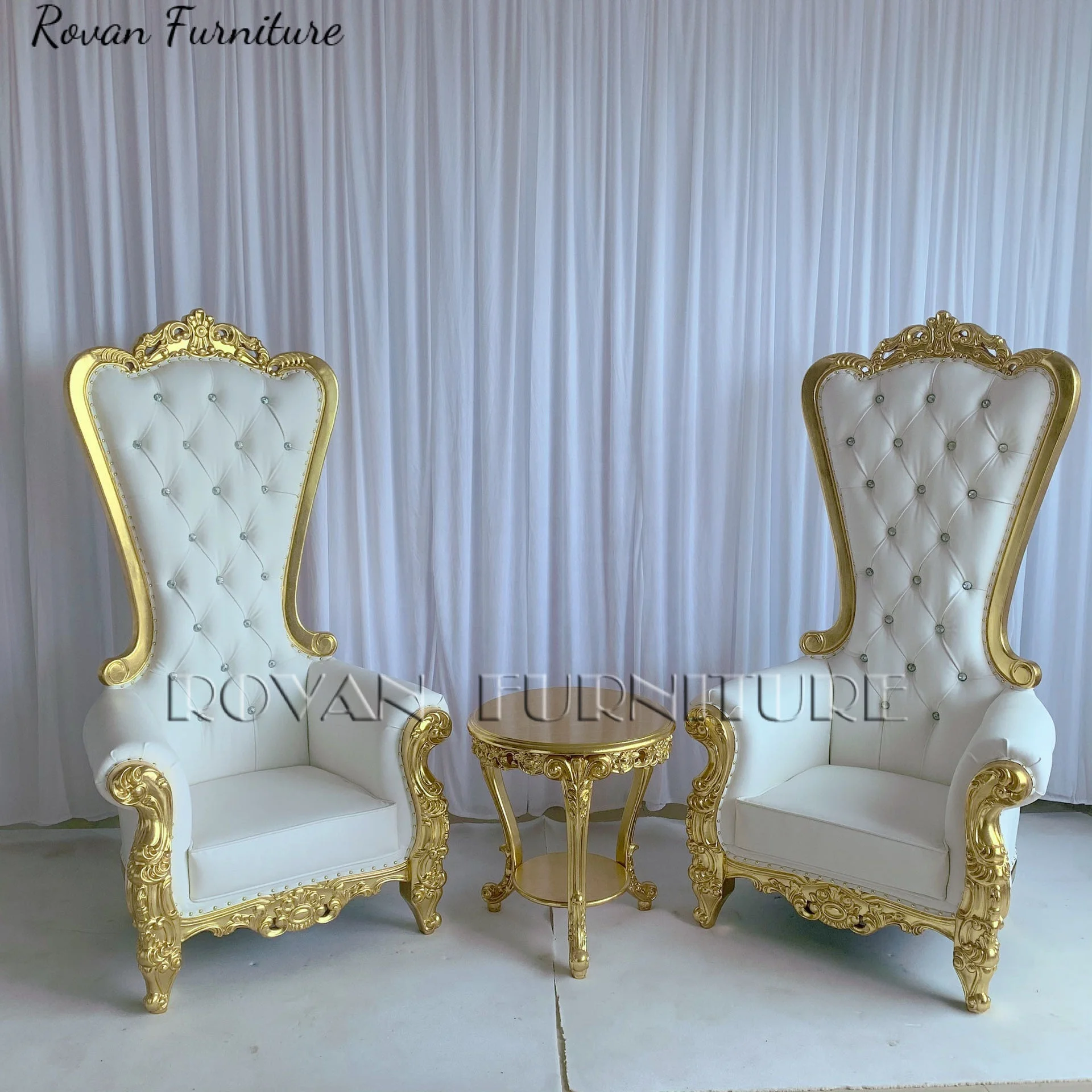 classic cheap wedding royal throne chair gold for bride and groom, event party queen king throne chair