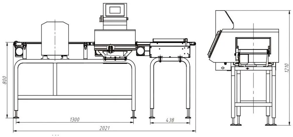 Automatic combined check weigher and metal detector for food industry