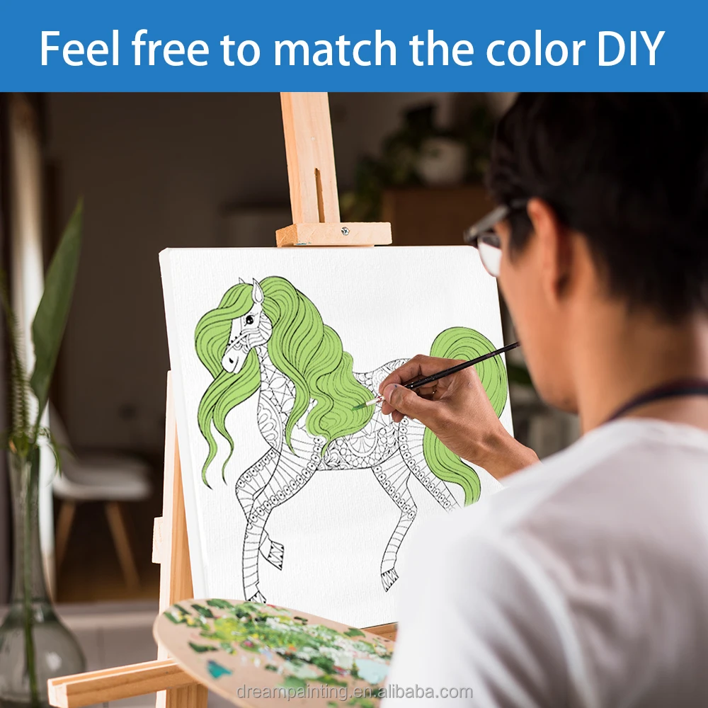 Pre-printed Canvas Painting Kit With Brush 30*30CM Stretched Canvas Print for Adult DIY Art Painting