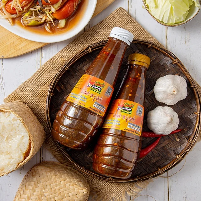 Thai Green Papaya Salad Spicy Sauce Som Tam Sause Som tam Poo Pla Ra PHE TA KHONE Seasoning Sauce from Thailand