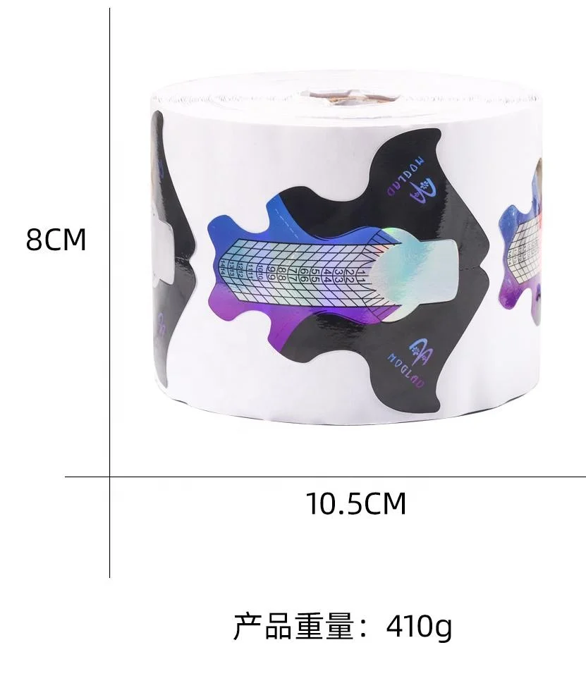 Custom Logo Nail Forms Manicure Tool 300 pcs/roll French Gel Nails Extension Form Professional Paper Nail Form with aluminium