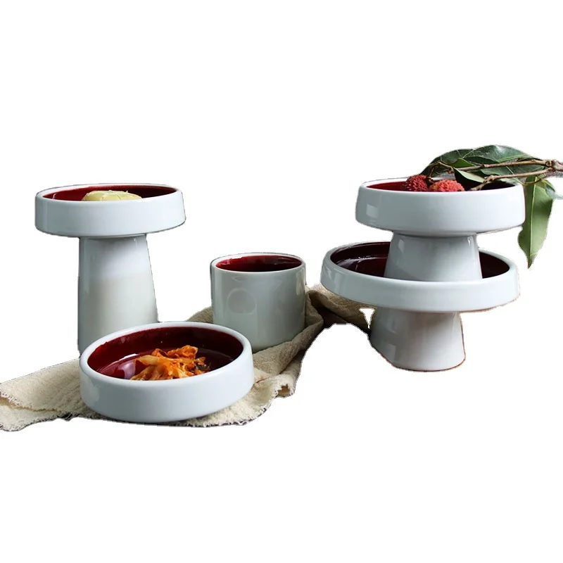 Cake plate with stand Porcelain fruit Dishes Porcelain bowl with stand Food decorations dessert bowl with stand