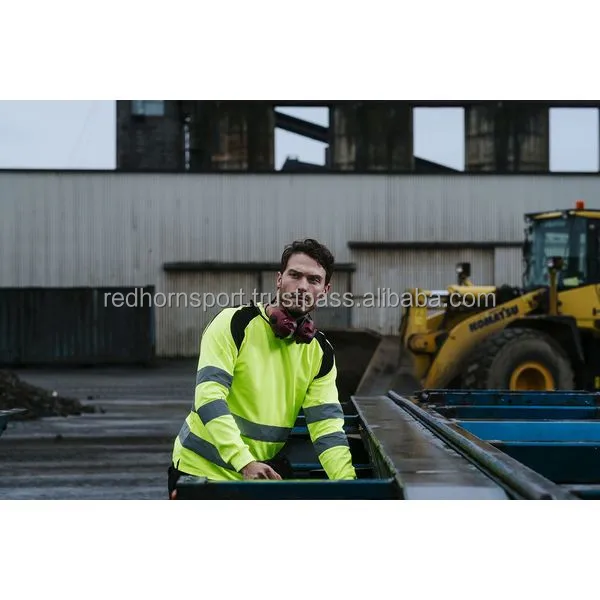 Long Sleeve Hi Vis Reflective Road Safety T Shirt Men Yellow Polo Cheap Orange Strap Logo Glory Color Tape Feature Navy Material