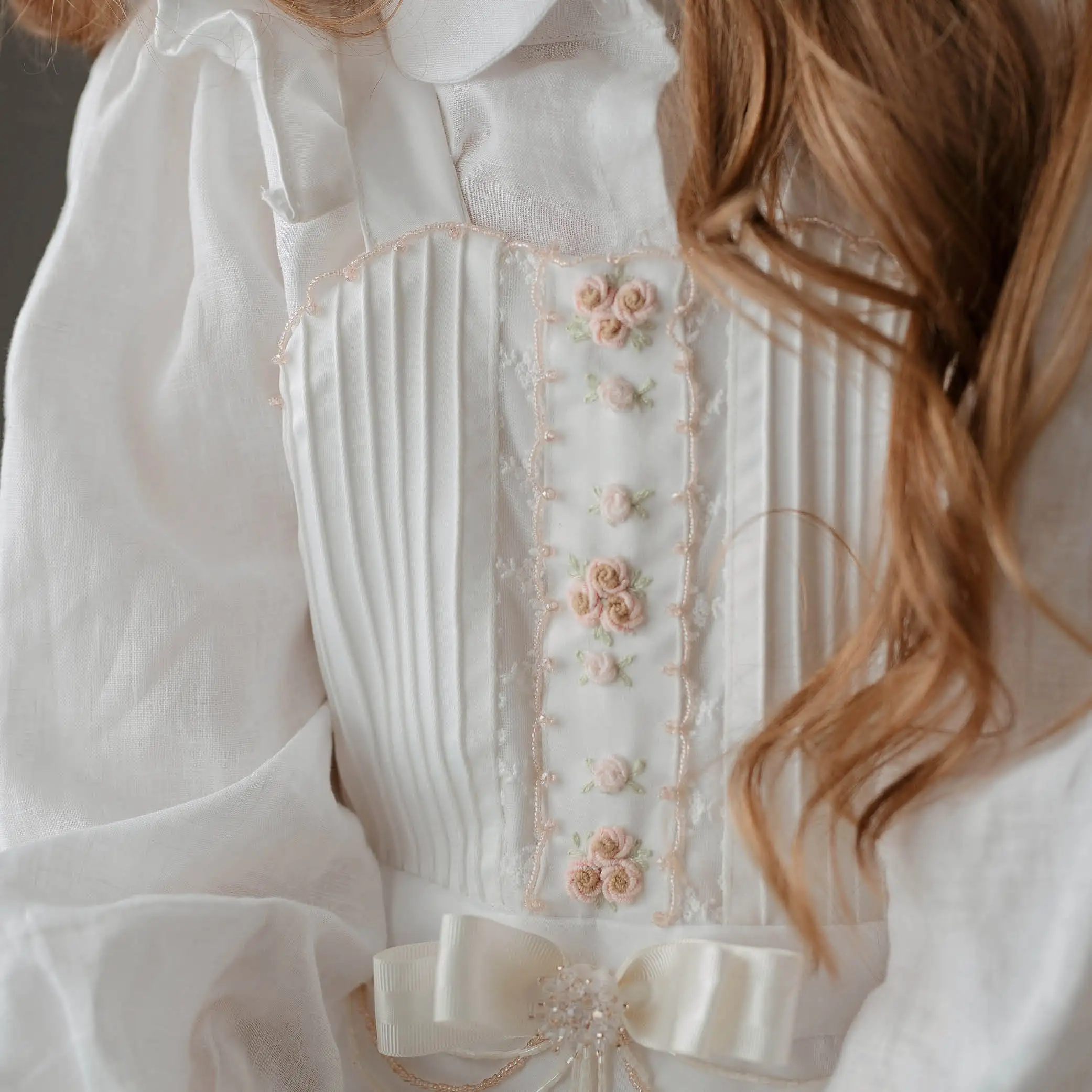 Royal Girl Clothing Set Kid Wear Beading Embroidery Cotton Fashion Long Shirt White Pants Girl Clothes Set 2 Pieces-Sophia Set